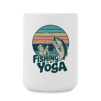 Fischen Yoga Angeln Fischer Angler Entspannung - Große Tasse 440 ml - Weiß - Vorne