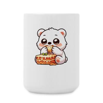 Drôle d’ours polaire mangeant des lasagnes cuisine italienne - Grande tasse 440 ml - blanc - Devant