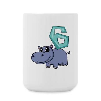 6th Birthday Motif Hippopotamus - Six Years Old - Large Mug 440 ml - white - Front
