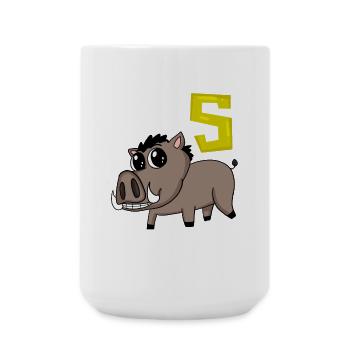 5. Geburtstag Motiv Wildschwein - vier Jahre alt - Große Tasse 440 ml - Weiß - Vorne