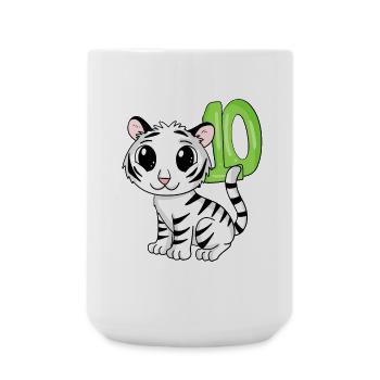 10. Geburtstag Motiv Tiger - zehn - 10 Jahre - Große Tasse 440 ml - Weiß - Vorne