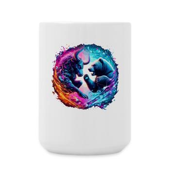 Bull vs Bear Exchange Battle - Large Mug 440 ml - white - Front