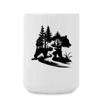 Bären Silhouette Waldpfad Outdoor Kunst - Große Tasse 440 ml - Weiß - Vorne