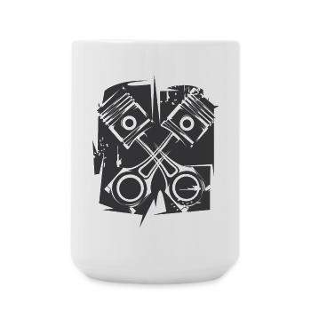 V8 Abstrait Moteur Illustration Musclecar Tuning - Grande tasse 440 ml - blanc - Devant