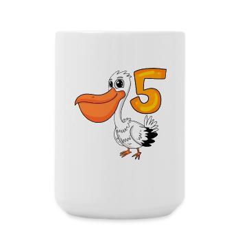 5th Birthday Motif Pelican - Five Years Old - Large Mug 440 ml - white - Front