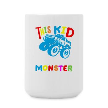 Monstertrucks für Kinder - Große Tasse 440 ml - Weiß - Vorne