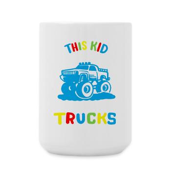 Monstertrucks für Kinder - Große Tasse 440 ml - Weiß - Vorne