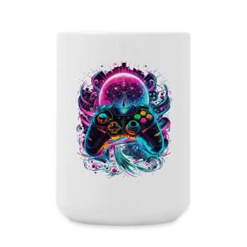 Manette de jeu Cyberpunk de Synthwave - Grande tasse 440 ml - blanc - Devant