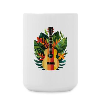 Ukulele Comic Look - Große Tasse 440 ml - Weiß - Vorne