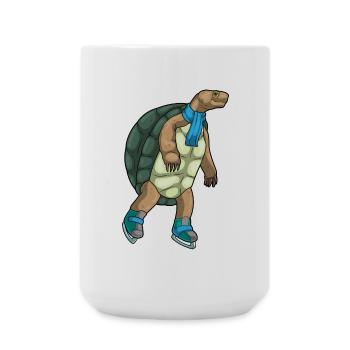 Schildkröte Eislaufen Schlittschuhe - Große Tasse 440 ml - Weiß - Vorne
