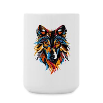Wolf Motif Wolves Wolf Pack Gray Wolfhound Wolf - Large Mug 440 ml - white - Front