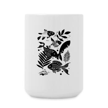 Fischen Comic - Große Tasse 440 ml - Weiß - Vorne