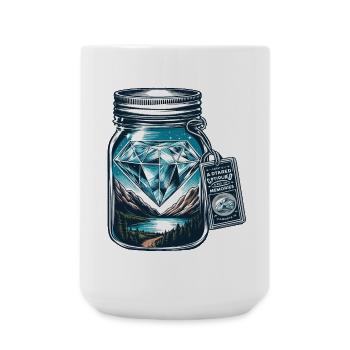 Natur Berglandschaft mit Diamant im Einmachglas - Große Tasse 440 ml - Weiß - Vorne