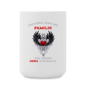 Herz und Flügel Familienmotto - Große Tasse 440 ml - Weiß - Vorne