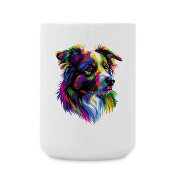 Australian Shepherd Bright Colors Pop Art Aussie - Large Mug 440 ml - white - Front