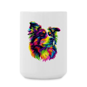 Australian Shepherd Bright Colors Pop Art Aussie - Large Mug 440 ml - white - Front