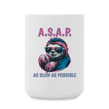 ASAP As Slow As Possible Funny Sloth - Large Mug 440 ml - white - Front