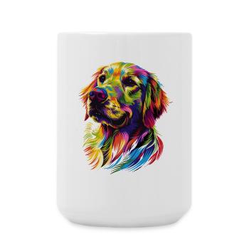 Golden Retriever Hund Bunte Farben Pop Art Hunde - Große Tasse 440 ml - Weiß - Vorne