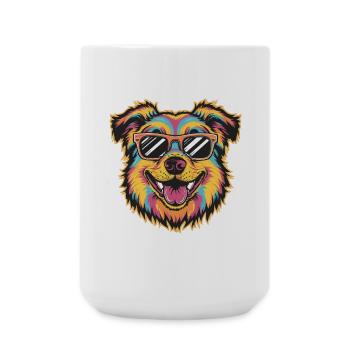 Lunettes de soleil Cool Dog Coloré Rétro Pop Art - Grande tasse 440 ml - blanc - Devant