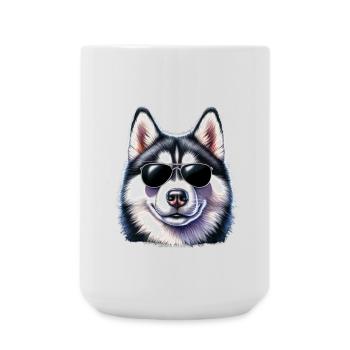 Cool husky with sunglasses - Large Mug 440 ml - white - Front