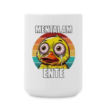 Lustiger Mental am Ente Cartoon Vintage Humor - Große Tasse 440 ml - Weiß - Vorne