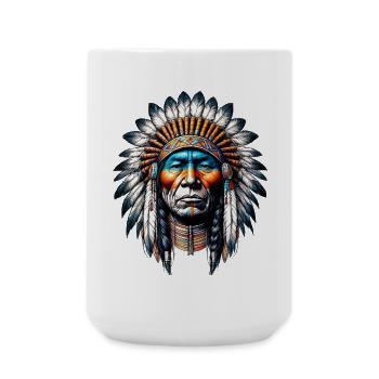 Amerikanischer Indianer Amerikaner - Große Tasse 440 ml - Weiß - Vorne