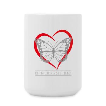 Schmetterling mit Herz - Große Tasse 440 ml - Weiß - Vorne