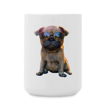 Pug Beige Dogs Love Carlin Little Cute Pug - Large Mug 440 ml - white - Front
