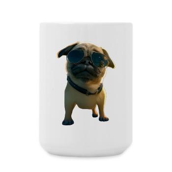 Pug Beige Dogs Love Carlin Little Cute Pug - Large Mug 440 ml - white - Front