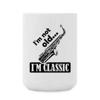 klassische Musik Sprüche lustig Saxophon Sax Logo - Große Tasse 440 ml - Weiß - Vorne