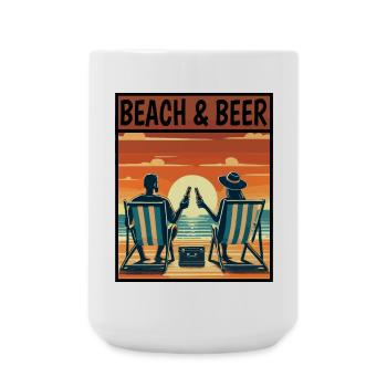 Beach & Beer Sunset Relaxation Couple Vacation - Large Mug 440 ml - white - Front