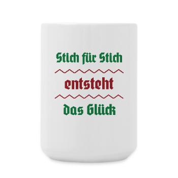 Stitch by stitch, happiness arises - Large Mug 440 ml - white - Front