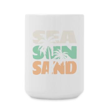 Mer Soleil Sable Plage Palmiers Ambiance d’été T-shirt - Grande tasse 440 ml - blanc - Devant