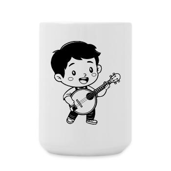 Cartoon Banjo Boy - Large Mug 440 ml - white - Front