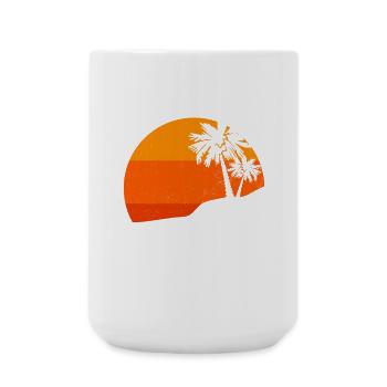 Sunset Palm Trees Retro Tropical Vibes - Large Mug 440 ml - white - Front