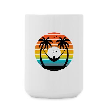 Coucher de soleil Palmiers Hamac Ambiance relaxante de la plage - Grande tasse 440 ml - blanc - Devant