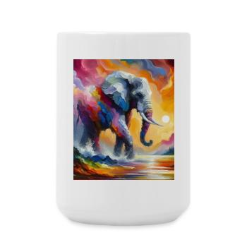 Éléphant vibrant Splash Coloré Lever de soleil Fantaisie - Grande tasse 440 ml - blanc - Devant
