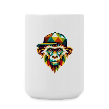 Geometrische Affenkunst Cooles buntes Hipster-Design - Große Tasse 440 ml - Weiß - Vorne