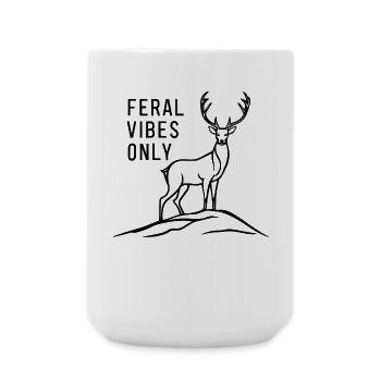 Feral Vibes Nur Hirsch Wild Natur Abenteuer Schwarz - Große Tasse 440 ml - Weiß - Vorne