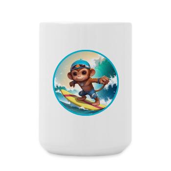 Fröhlicher surfender Affe - Große Tasse 440 ml - Weiß - Vorne