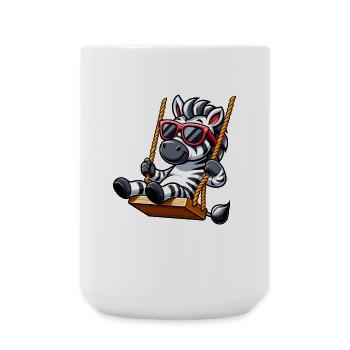 Zèbre cool sur balançoire avec des lunettes de soleil - Grande tasse 440 ml - blanc - Devant