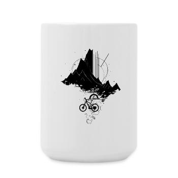 Mountain Bike Cyclist Sketch - Large Mug 440 ml - white - Front