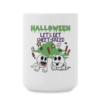 Halloween - Let's get Sheet-Faced - Große Tasse 440 ml - Weiß - Vorne