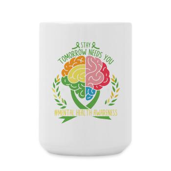 Buntes Hirn für Psychische Gesundheit - Große Tasse 440 ml - Weiß - Vorne