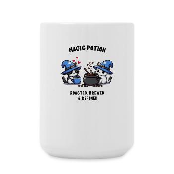 Süße Katzen brauen und trinken Kaffee Halloween - Große Tasse 440 ml - Weiß - Vorne