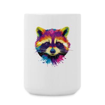Raccoon Popart Colorful Rainbow Raccoon Raccoon Raccoon - Large Mug 440 ml - white - Front