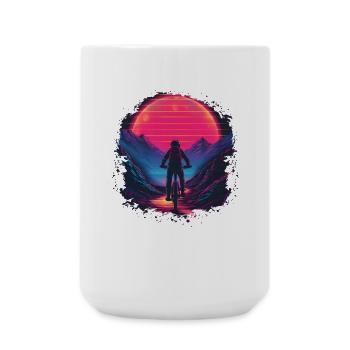 Mountain Biking Synthwave - Large Mug 440 ml - white - Front