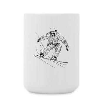 Snowboarder Line Art - Large Mug 440 ml - white - Front
