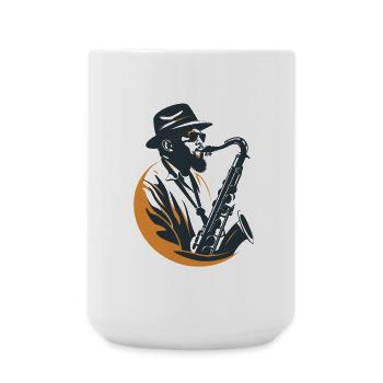 Graphisme Saxophoniste - Grande tasse 440 ml - blanc - Devant