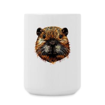 Beaver Motif Beaver Whisperer Rodents Cute Beaver - Large Mug 440 ml - white - Front